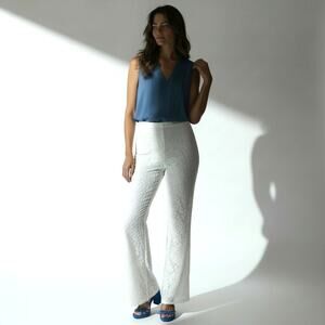 NWT CRISTINA Ivory Lace Flare Leg Pants 14  Rocker Wedding Fairy Twee